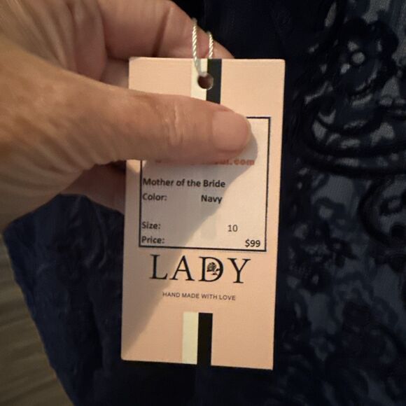 Women's  Blue Dress With See Through Top Area Beaded Zip Up With Button Accent - Picture 4 of 6